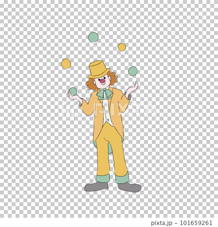ジャクリングするピエロのイラスト　カラー 101659261