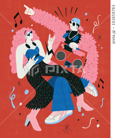 Cool couple dancing to the music 101659763