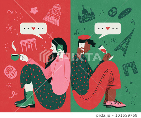 Long distance couple stay connected 101659769