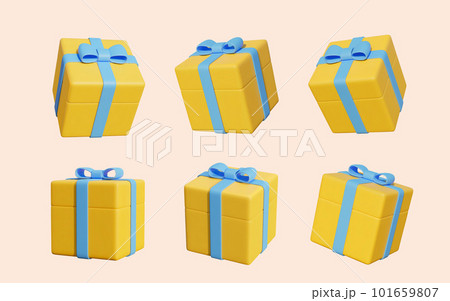 3D yellow gift box element set 3D yellow gift box element set 101659807