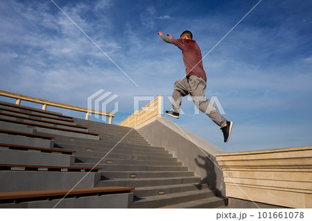 Man doing parkour. Extreme sports 101661078