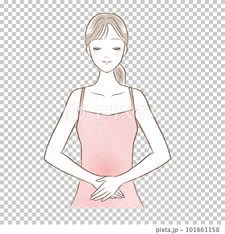 Warm activity / Pregnancy activity Illustration of a woman putting her hand on her stomach 101661158