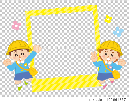 跳躍的幼兒園兒童和相框的插圖集 101661227
