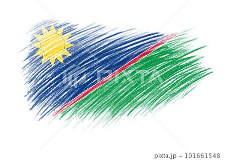 3D Flag of Namibia on vintage style brush background. 101661548