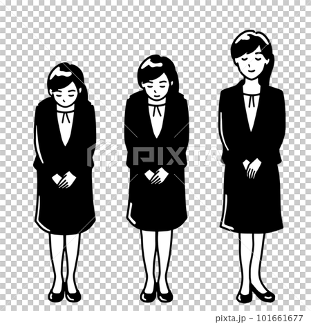 一套穿著褲子的女人鞠躬,全身單色 一套穿著褲子的女人鞠躬,全身單色 101661677