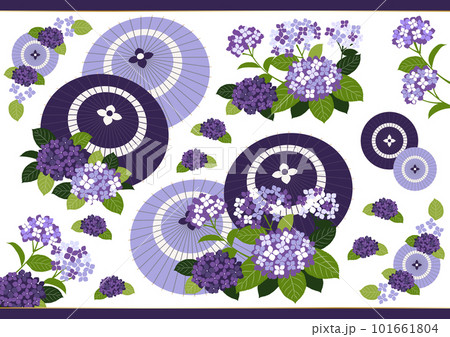 ノーマル版紫あじさいと和傘のアイコンセット ノーマル版紫あじさいと和傘のアイコンセット 101661804