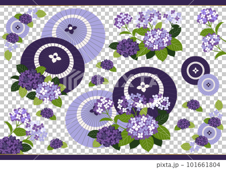 ノーマル版紫あじさいと和傘のアイコンセット ノーマル版紫あじさいと和傘のアイコンセット 101661804