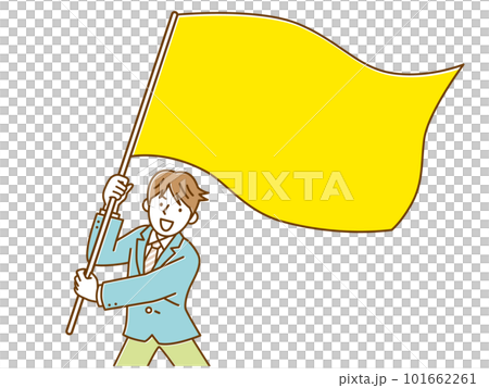 揮動一面大旗子的高中男孩 揮動一面大旗子的高中男孩 101662261