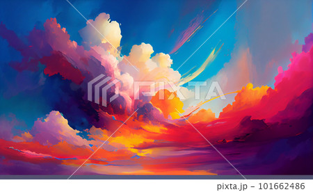 Generative AI, Cloud Nine: A Colorful Abstract Sky High Adventure 101662486