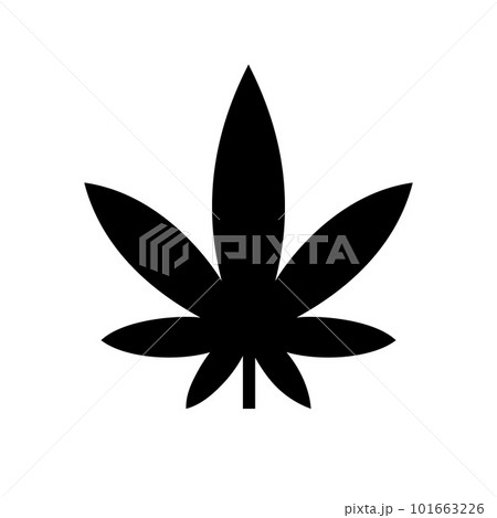 Cannabis or hemp or marijuana leaf black glyph icon. Vector isolated on white background. 101663226