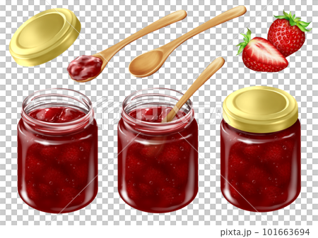 イチゴジャム 瓶 蓋 木製スプーン 苺  101663694