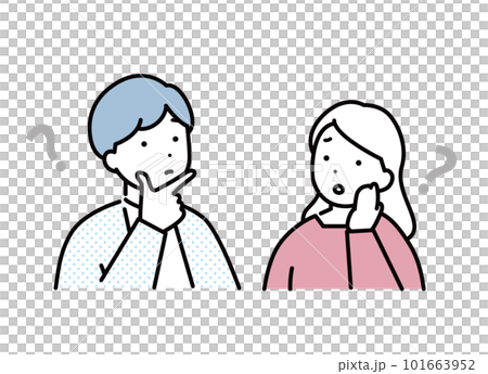 Thinking man and woman Couple illustration material 101663952