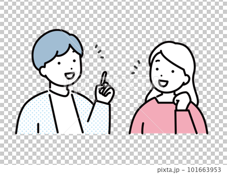 A man and a woman having a conversation, a couple smiling 101663953
