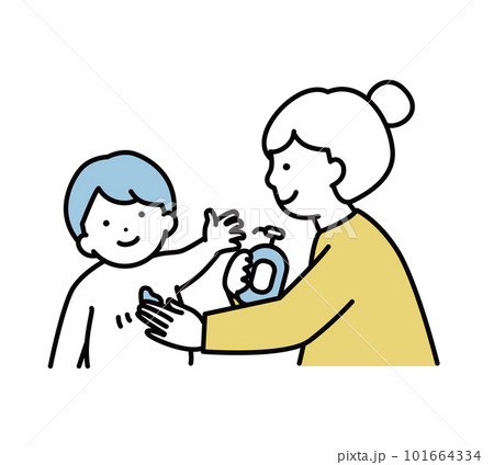 子供にクリームを塗るお母さんのイラスト素材 子供にクリームを塗るお母さんのイラスト素材 101664334