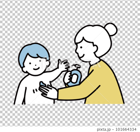 子供にクリームを塗るお母さんのイラスト素材 子供にクリームを塗るお母さんのイラスト素材 101664334