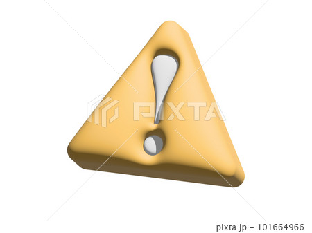 3DCGのぷっくりした三角のエクスクラメーションマーク（黄色） 101664966
