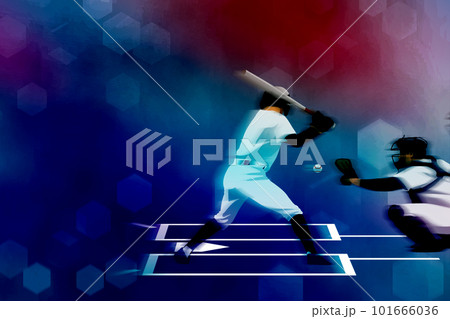 バッティングをしている野球選手のクールなイラスト バッティングをしている野球選手のクールなイラスト 101666036