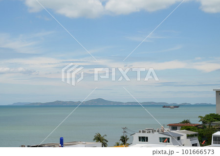 blue sky and sea with town view blue sky and sea with town view 101666573
