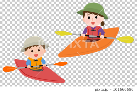 Canoe Parent and child rowing a kayak 1 illustration Canoe Parent and child rowing a kayak 1 illustration 101666686