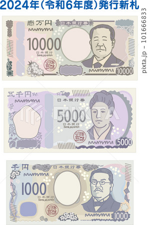 日本のお札_セット_発行予定年入り_新札_2024年令和6年度上期発行予定_