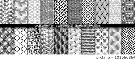 Geometric set of seamless black and white patterns. Simpless vector graphics 101666864