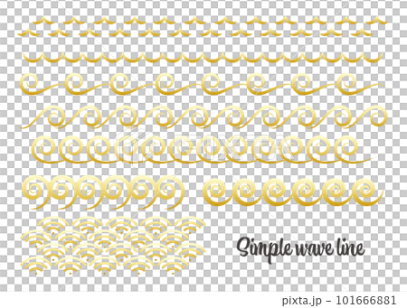 Simple wave pattern illustration material vector line set summer wave sea gold Simple wave pattern illustration material vector line set summer wave sea gold 101666881