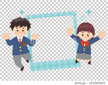 初高中生製服相框插畫套圖 101666893