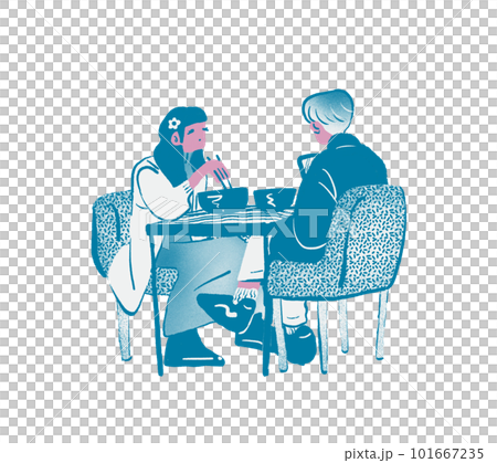 Men and women eating at the food court 101667235