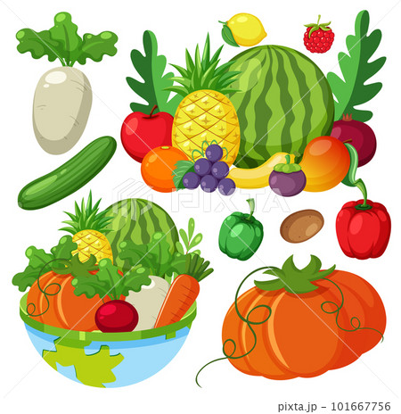 Set of healthy fruit and vegetable Set of healthy fruit and vegetable 101667756