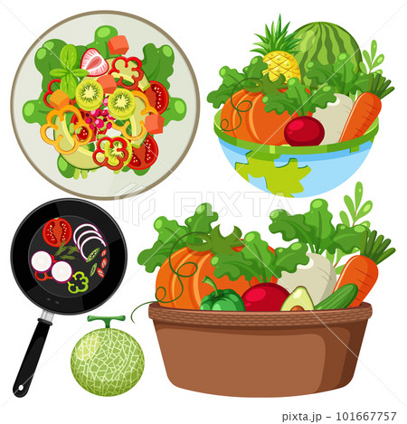 Set of healthy fruit and vegetable Set of healthy fruit and vegetable 101667757