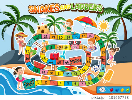 Snakes and ladders board game template Snakes and ladders board game template 101667758
