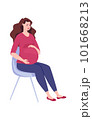 Pregnant woman sitting on chair. Flat character vector illustration. 101668213