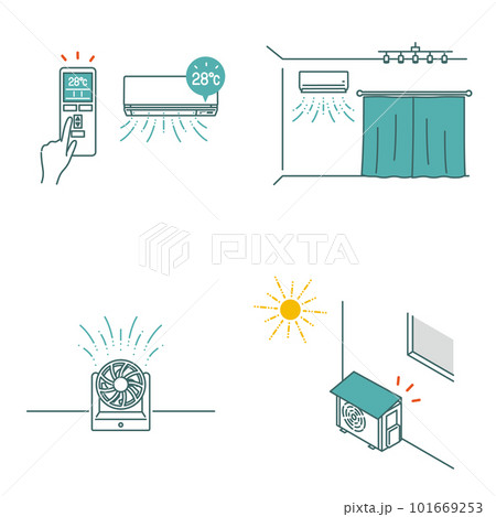 夏のエアコン節電イラストセット 101669253