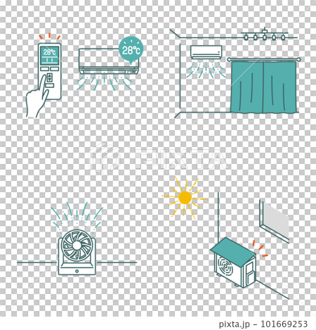 夏のエアコン節電イラストセット 101669253