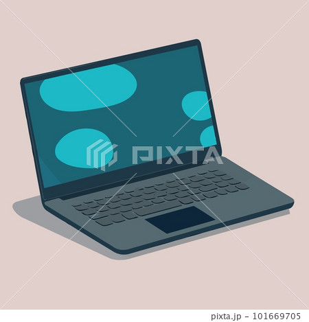 open modern laptop with blue colorのイラスト素材 [101669705] - PIXTA