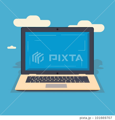 open modern laptop with blue colorのイラスト素材 [101669707] - PIXTA