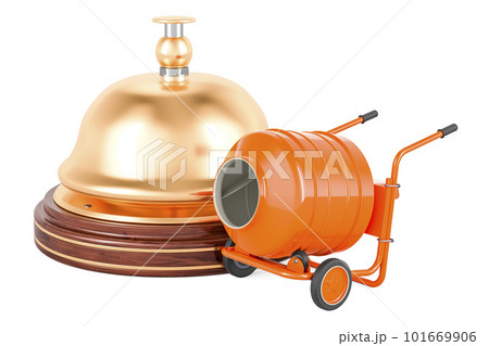 Cement mixer with reception bell, 3D rendering 101669906