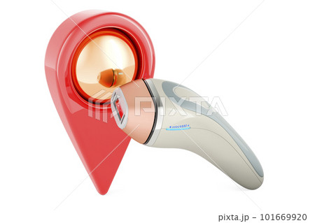 Laser hair removal with map pointer, 3D rendering Laser hair removal with map pointer, 3D rendering 101669920