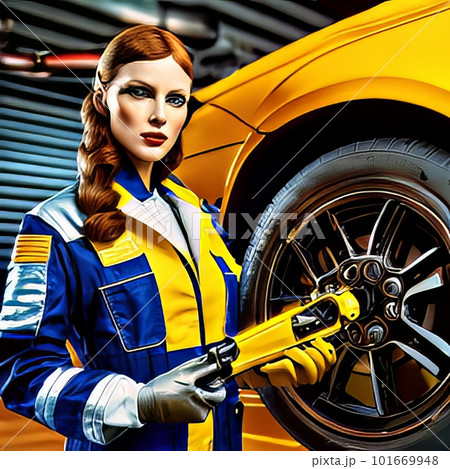 Portrait of a Professional Female Car Mechanic 101669948