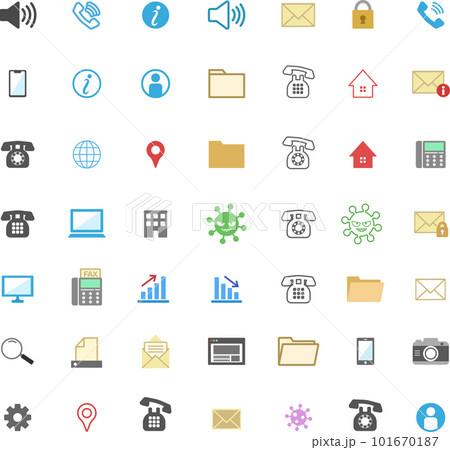電話・コンタクトのシンプルイラストアイコンセット 101670187
