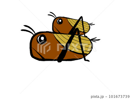 雄雌2匹のコオロギの側面 101673739