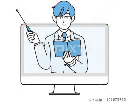 オンラインで説明する男性のイラスト 101673766