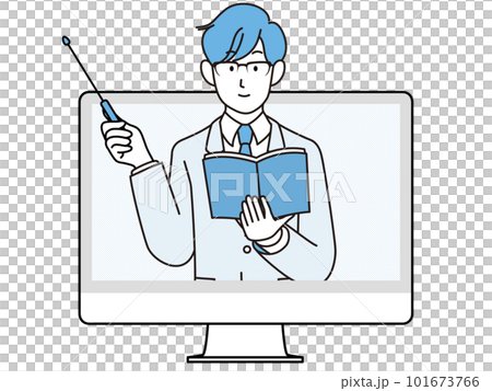 オンラインで説明する男性のイラスト 101673766