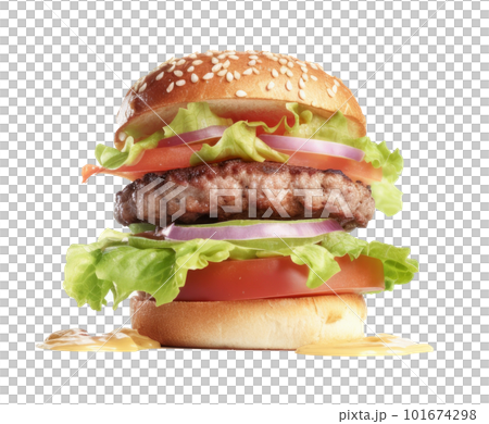 Tasty beef burger. Illustration Generative AI 101674298