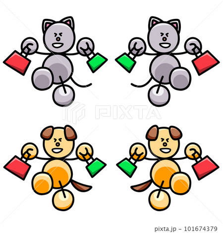 セールでたくさん買うわんまるとにゃんまるのイラストセット　犬　猫 101674379