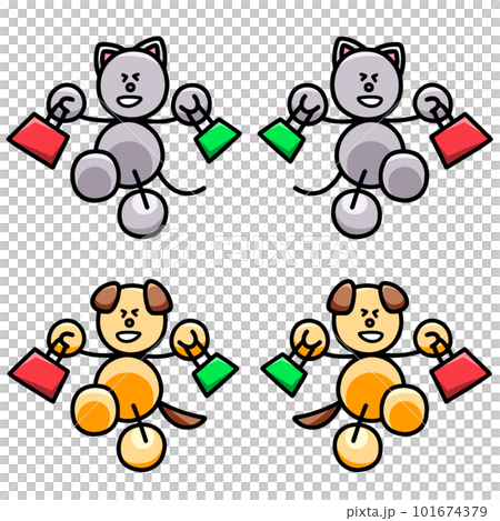 セールでたくさん買うわんまるとにゃんまるのイラストセット　犬　猫 101674379