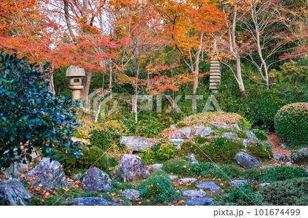 京都北山の源光庵の紅葉 書院から眺める枯山水 京都北山の源光庵の紅葉 書院から眺める枯山水 101674499