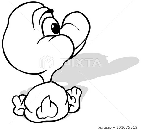Drawing of a Sitting Duckling from Rear View Drawing of a Sitting Duckling from Rear View 101675319