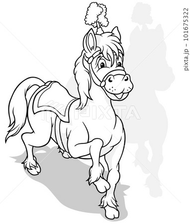 Drawing of a Circus Horse with Head Decoration Drawing of a Circus Horse with Head Decoration 101675322