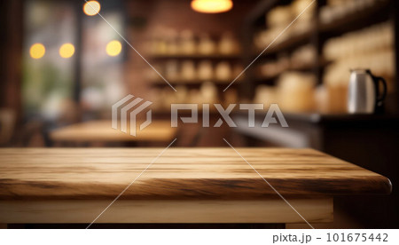 Empty wooden table top for product display with blur luxury bar Empty wooden table top for product display with blur luxury bar 101675442